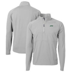 New York Jets Cutter & Buck Primary Logo Adapt Eco Knit Hybrid Recycled Raglan Quarter-Zip Top - Gray outlet