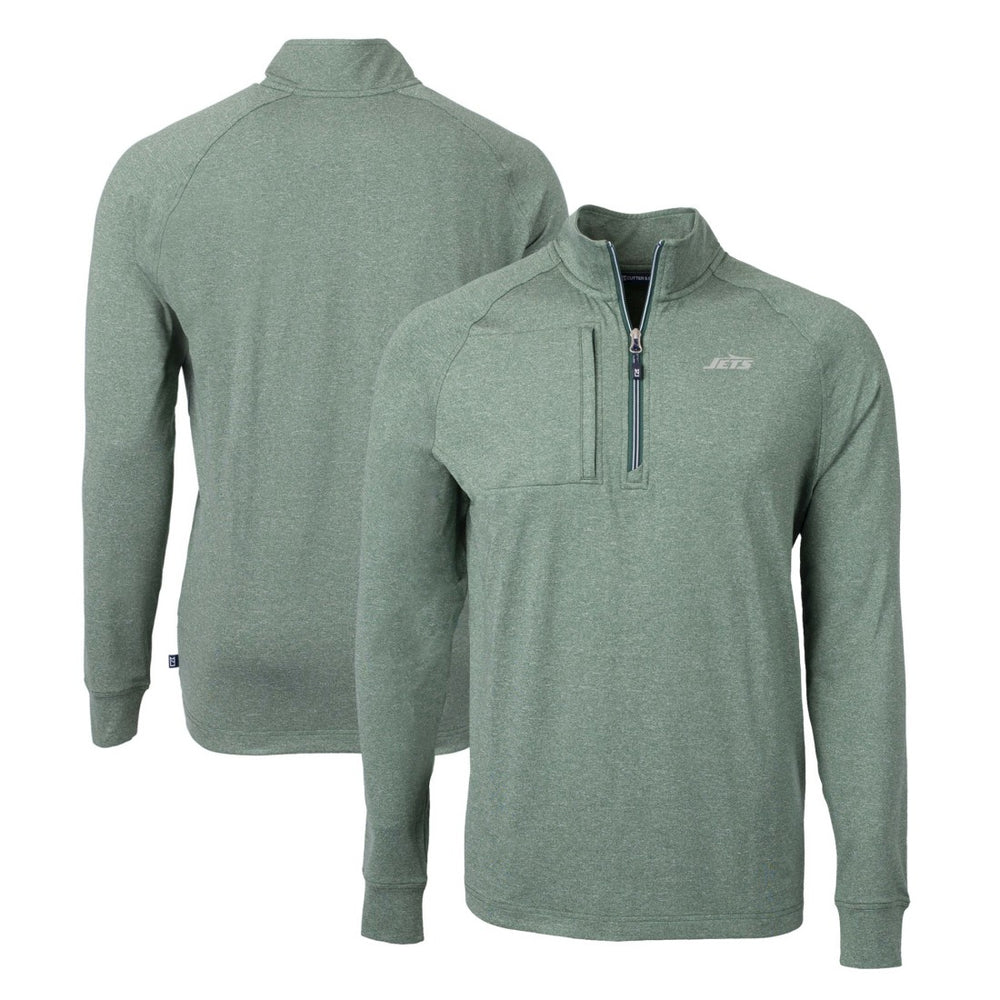 New York Jets Cutter & Buck Primary Logo Adapt Eco Knit Quarter-Zip Top - Heather Green online