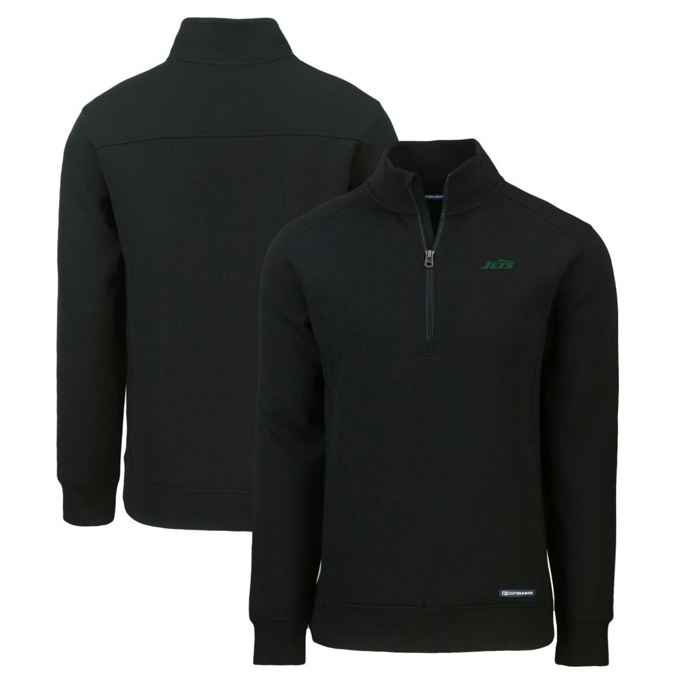 New York Jets Cutter & Buck Primary Logo Roam Eco Recycled Quarter-Zip Pullover Top - Black outlet