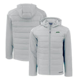 New York Jets Cutter & Buck Primary Logo Evoke Hybrid Eco Softshell Recycled Full-Zip Hooded Jacket - Gray discount
