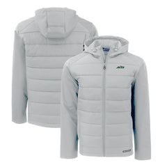 New York Jets Cutter & Buck Primary Logo Evoke Hybrid Eco Softshell Recycled Full-Zip Hooded Jacket - Gray discount