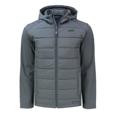 New York Jets Cutter & Buck Big & Tall Primary Logo Evoke Hybrid Eco Softshell Recycled Full-Zip Hoodie Jacket - Gray cheap