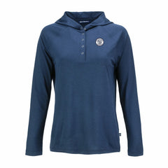 Milwaukee Brewers Cutter & Buck Women's Coastline Epic Comfort Eco Recycled Raglan Long Sleeve Hoodie T-Shirt - Navy