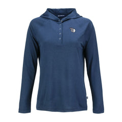 Cleveland Guardians Cutter & Buck Women's Coastline Epic Comfort Eco Recycled Raglan Long Sleeve Hoodie T-Shirt - Navy
