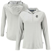 Minnesota Twins Cutter & Buck Women's Coastline Epic Comfort Eco Recycled Raglan Long Sleeve Hoodie T-Shirt - Gray
