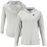 Detroit Tigers Cutter & Buck Women's Coastline Epic Comfort Eco Recycled Raglan Long Sleeve Hoodie T-Shirt - Gray