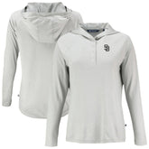 San Diego Padres Cutter & Buck Women's Coastline Epic Comfort Eco Recycled Raglan Long Sleeve Hoodie T-Shirt - Gray