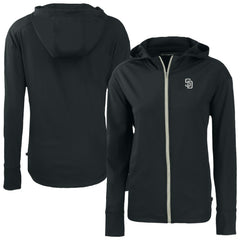 San Diego Padres Cutter & Buck Women's Daybreak Eco Recycled Full-Zip Hoodie - Black