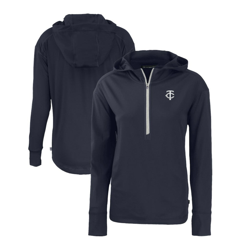 Minnesota Twins Cutter & Buck Women's Daybreak Eco Recycled Half-Zip Hoodie - Navy