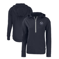 New York Mets Cutter & Buck Women's Daybreak Eco Recycled Half-Zip Hoodie - Navy
