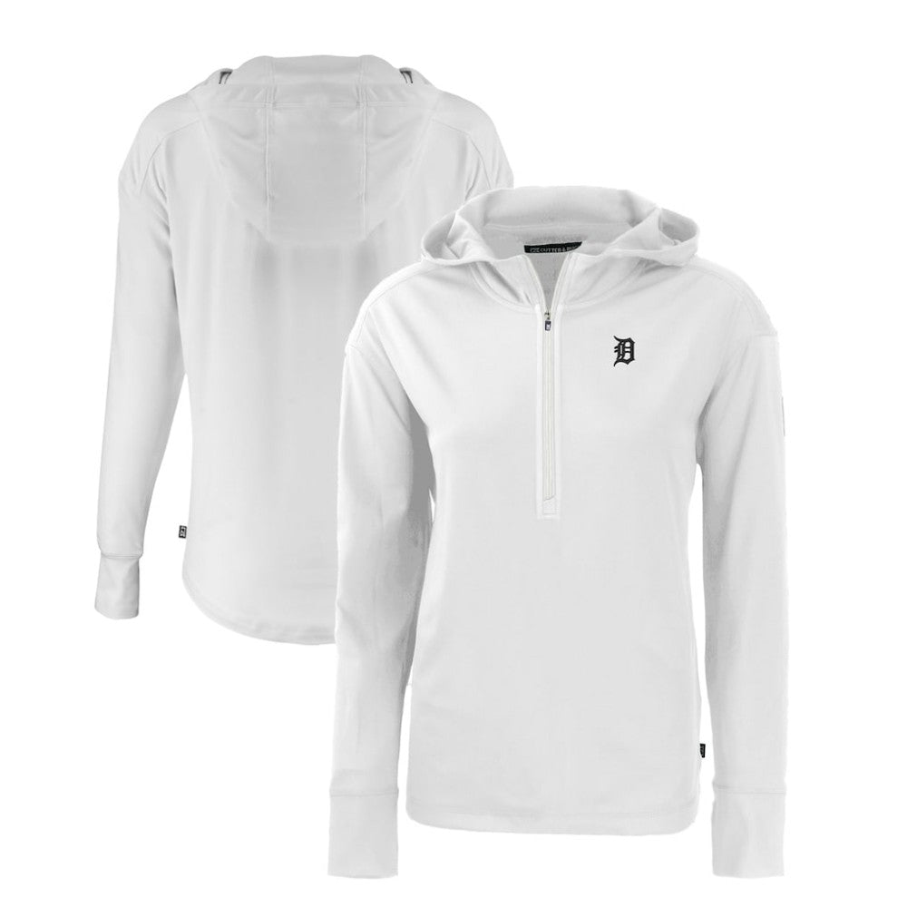 Detroit Tigers Cutter & Buck Women's Daybreak Eco Recycled Half-Zip Hoodie - White