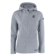 Minnesota Twins Cutter & Buck Women's Evoke Eco Softshell Recycled Full-Zip Hoodie Jacket - Gray