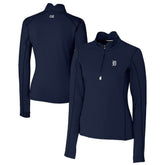 Detroit Tigers Cutter & Buck Women's Traverse Stretch Quarter-Zip Pullover Top - Navy
