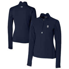 Detroit Tigers Cutter & Buck Women's Traverse Stretch Quarter-Zip Pullover Top - Navy