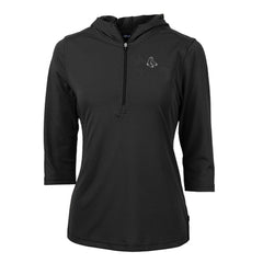 Boston Red Sox Cutter & Buck Women's Virtue Eco Pique Half-Zip 3/4 Sleeve Pullover Hoodie - Black