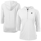 Detroit Tigers Cutter & Buck Women's Virtue Eco Pique Half-Zip 3/4 Sleeve Pullover Hoodie - White