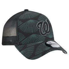 Washington Nationals 9FORTY A-Frame Trucker Adjustable Hat - Black | New Era