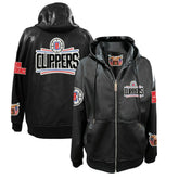 LA Clippers Jeff Hamilton Vegan Leather Full-Zip Hoodie - Black sale
