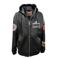 LA Clippers Jeff Hamilton Vegan Leather Full-Zip Hoodie - Black sale