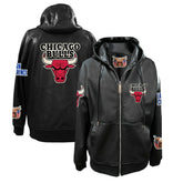 Chicago Bulls Jeff Hamilton Vegan Leather Full-Zip Hoodie - Black discount