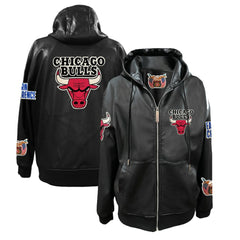 Chicago Bulls Jeff Hamilton Vegan Leather Full-Zip Hoodie - Black discount