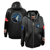 Minnesota Timberwolves Jeff Hamilton Vegan Leather Full-Zip Hoodie - Black cheap