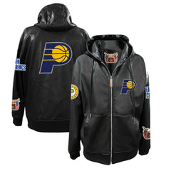 Indiana Pacers Jeff Hamilton Vegan Leather Full-Zip Hoodie - Black for sale