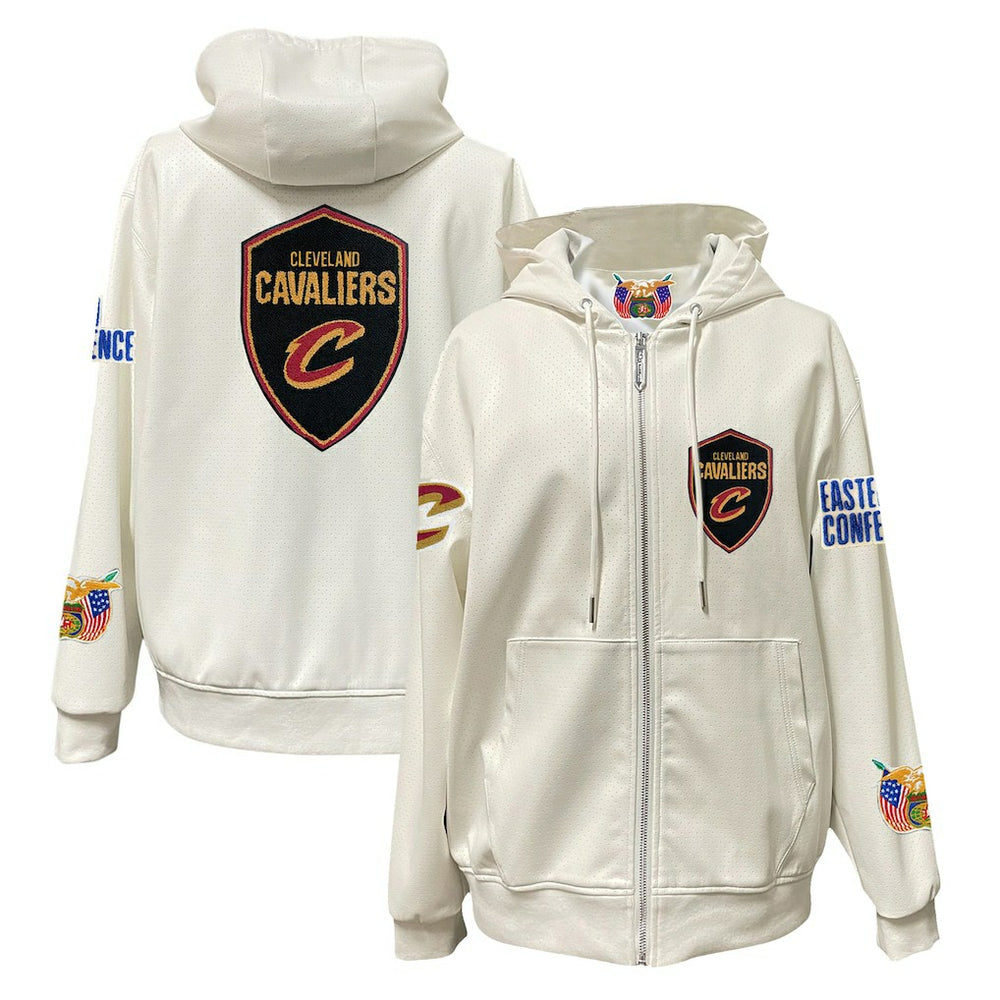 Cleveland Cavaliers Jeff Hamilton Vegan Leather Full-Zip Hoodie sale - White for sale