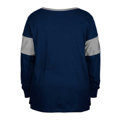 Dallas Cowboys New Era Women's Plus Size Lace-Up Notch Neck Long Sleeve T-Shirt - Navy sale