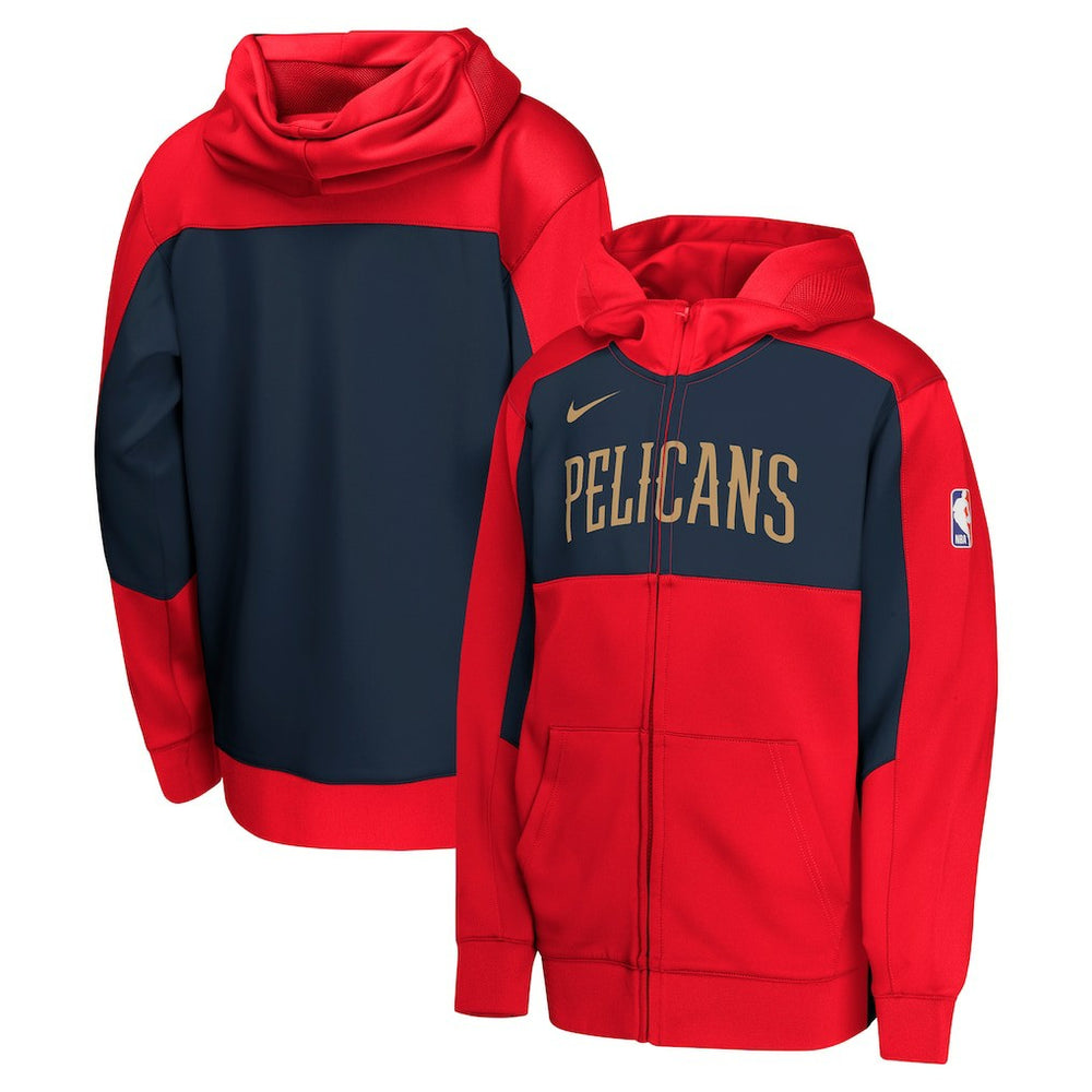 New Orleans Pelicans Youth Authentic On-Court Showtime Performance Full-Zip Hoodie - Red/Navy | Nike discount