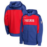 Philadelphia 76ers Youth Authentic On-Court Showtime Performance Full-Zip Hoodie - Royal/Red | Nike outlet
