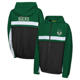Milwaukee Bucks Youth Headliner Windbreaker Full-Zip Hoodie Jacket - Hunter Green outlet
