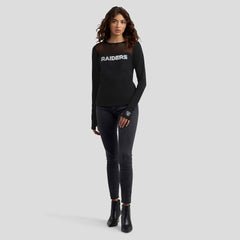 Las Vegas Raiders WEAR by Erin Andrews x Gracie Hunt Women's Mesh Panel Long Sleeve T-Shirt - Black online