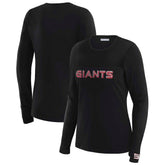 New York Giants WEAR by Erin Andrews x Gracie Hunt Women's Mesh Panel Long Sleeve T-Shirt - Black discount