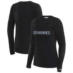 Seattle Seahawks WEAR by Erin Andrews x Gracie Hunt Women's Mesh Panel Long Sleeve T-Shirt - Black for sale
