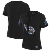 Tennessee Titans WEAR by Erin Andrews x Gracie Hunt Women's Draft Me Lace-Up T-Shirt - Black online