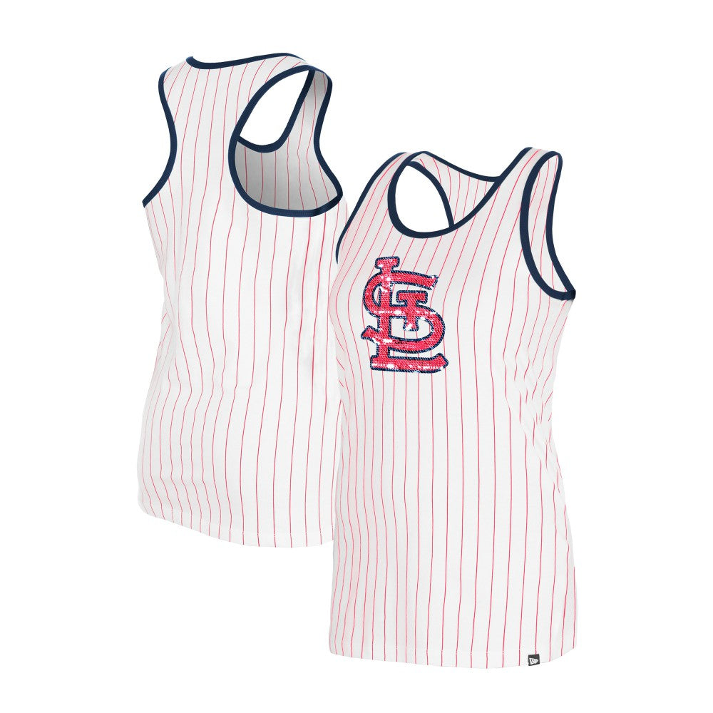 St. Louis Cardinals Women's Gameday Pinstripe Tank Top - White | New Era