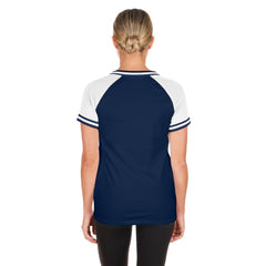 Chicago Cubs Women's Gameday Raglan V-Neck T-Shirt - Navy | New Era