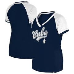 Chicago Cubs Women's Gameday Raglan V-Neck T-Shirt - Navy | New Era