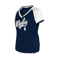 Chicago Cubs Women's Gameday Raglan V-Neck T-Shirt - Navy | New Era