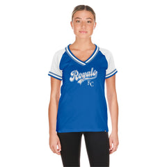 Kansas City Royals Women's Gameday Raglan V-Neck T-Shirt - Royal | New Era