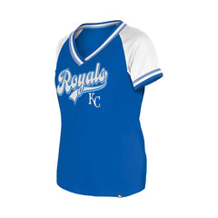 Kansas City Royals Women's Gameday Raglan V-Neck T-Shirt - Royal | New Era