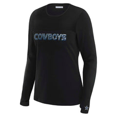 Dallas Cowboys WEAR by Erin Andrews x Gracie Hunt Women's Mesh Panel Long Sleeve T-Shirt - Black for sale