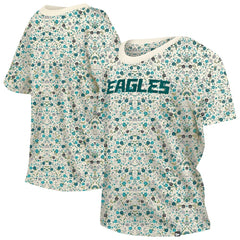 Philadelphia Eagles New Era Women's Glam Game Floral Scoop Neck T-Shirt - Cream discount