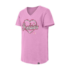 Nashville Predators New Era Girl's Youth Flip Sequin V-Neck T-Shirt Pink