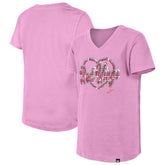 Detroit Red Wings New Era Girl's Youth Flip Sequin V-Neck T-Shirt Pink