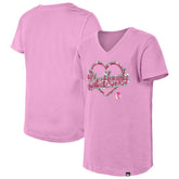 Chicago Blackhawks New Era Girl's Youth Flip Sequin V-Neck T-Shirt Pink