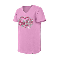 Toronto Maple Leafs New Era Girl's Youth Flip Sequin V-Neck T-Shirt Pink