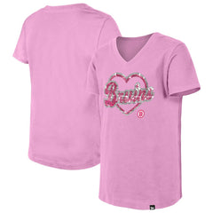 Boston Bruins New Era Girl's Youth Flip Sequin V-Neck T-Shirt Pink