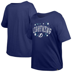 Tampa Bay Lightning New Era Girl's Youth Flip Sequin T-Shirt Blue